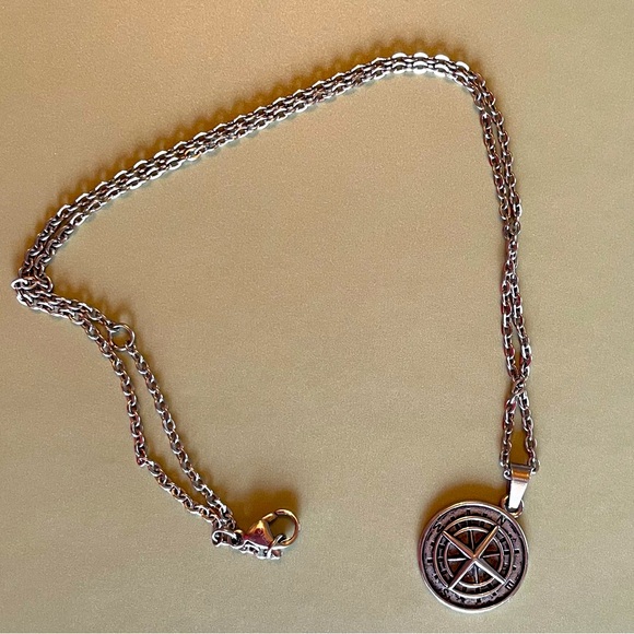 Stainless Steel Compas Charm and Chain - Picture 3 of 5